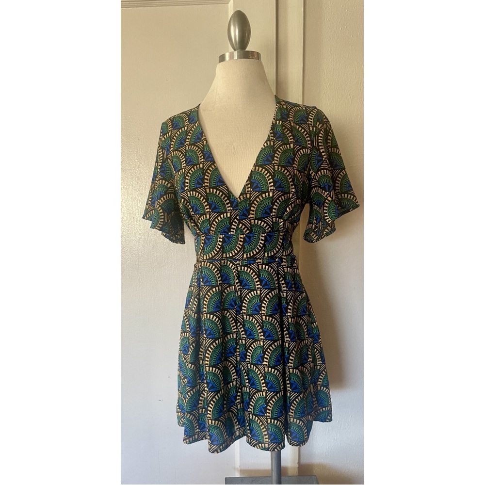 Van Der Rock Peacock Print Romper ~ sz  Small